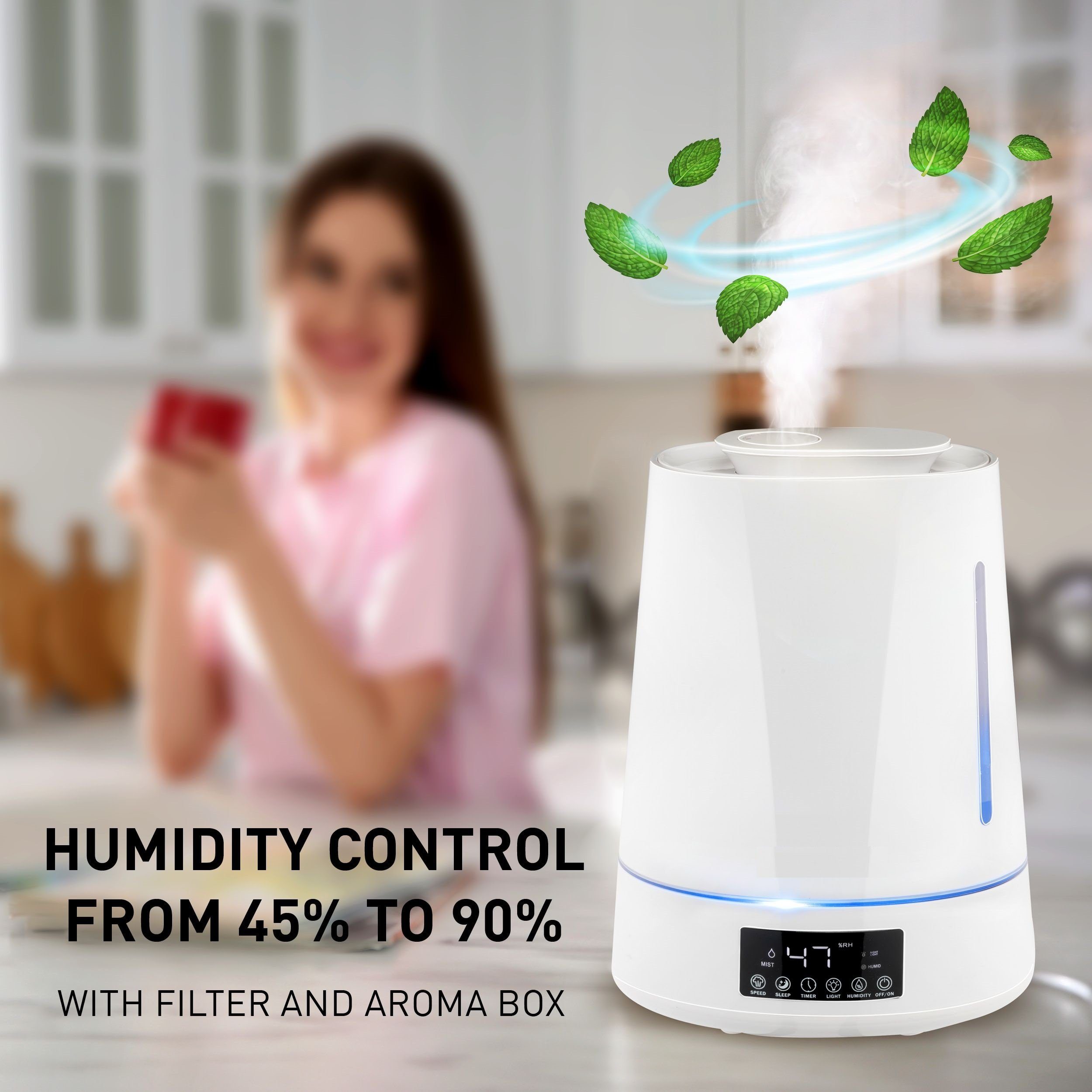 Grundig Luftbefeuchter Luftbefeuchter 4L Aroma Diffuser Raumbefeuchter Aroma Diffusor Raum, 4,00 l Wassertank, Raumbefeuchter Raumluftbefeuchter Befeuchter, Nachtlicht, Humidifier