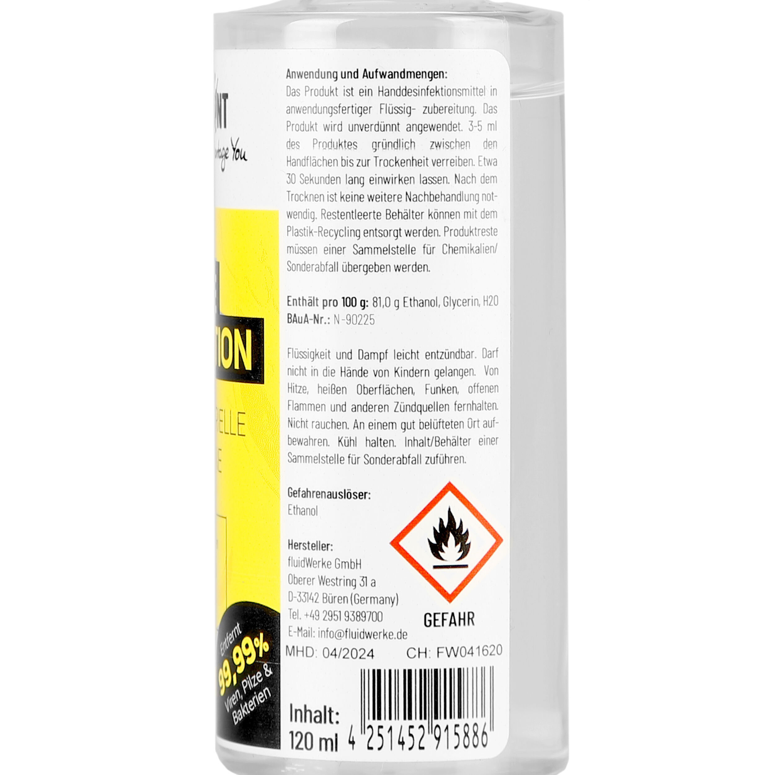 Handdesinfektion 120ml Handpflege - Gelb