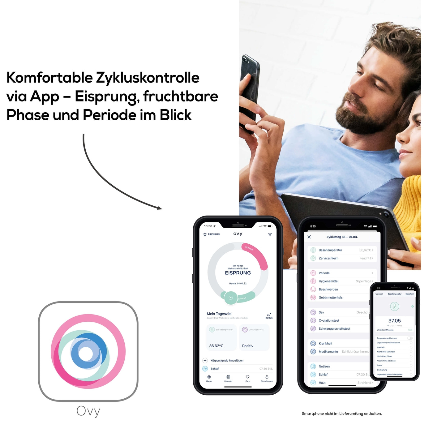 Beurer Basalthermometer OT 20-Basalthermometer für Schwangerschaft oder Zyklustracking - kompatibel mit „Ovy“ App