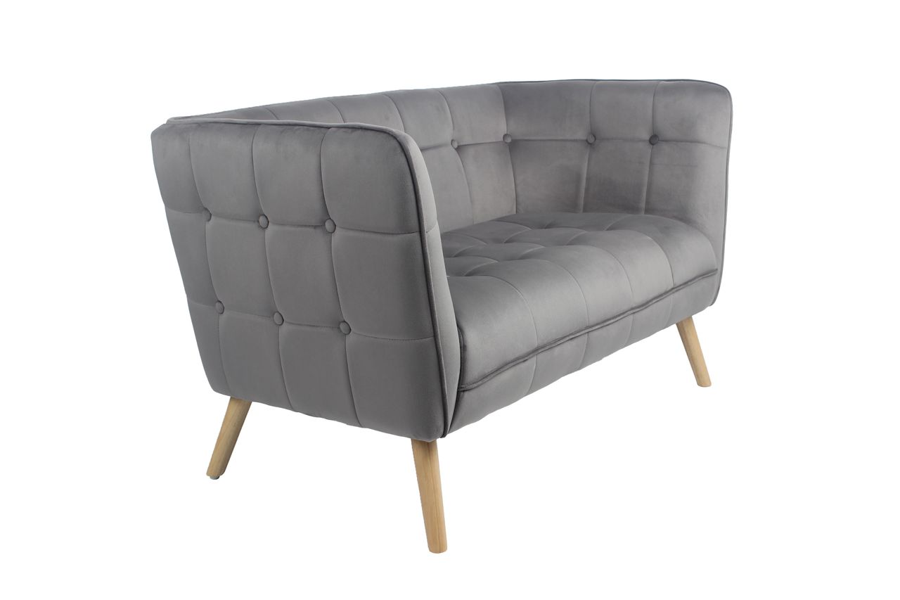 Happy Home Happy Home moderner 2-Sitzer Sitzbank mit Armlehne aus Samtbezug HWP70-GRA grau