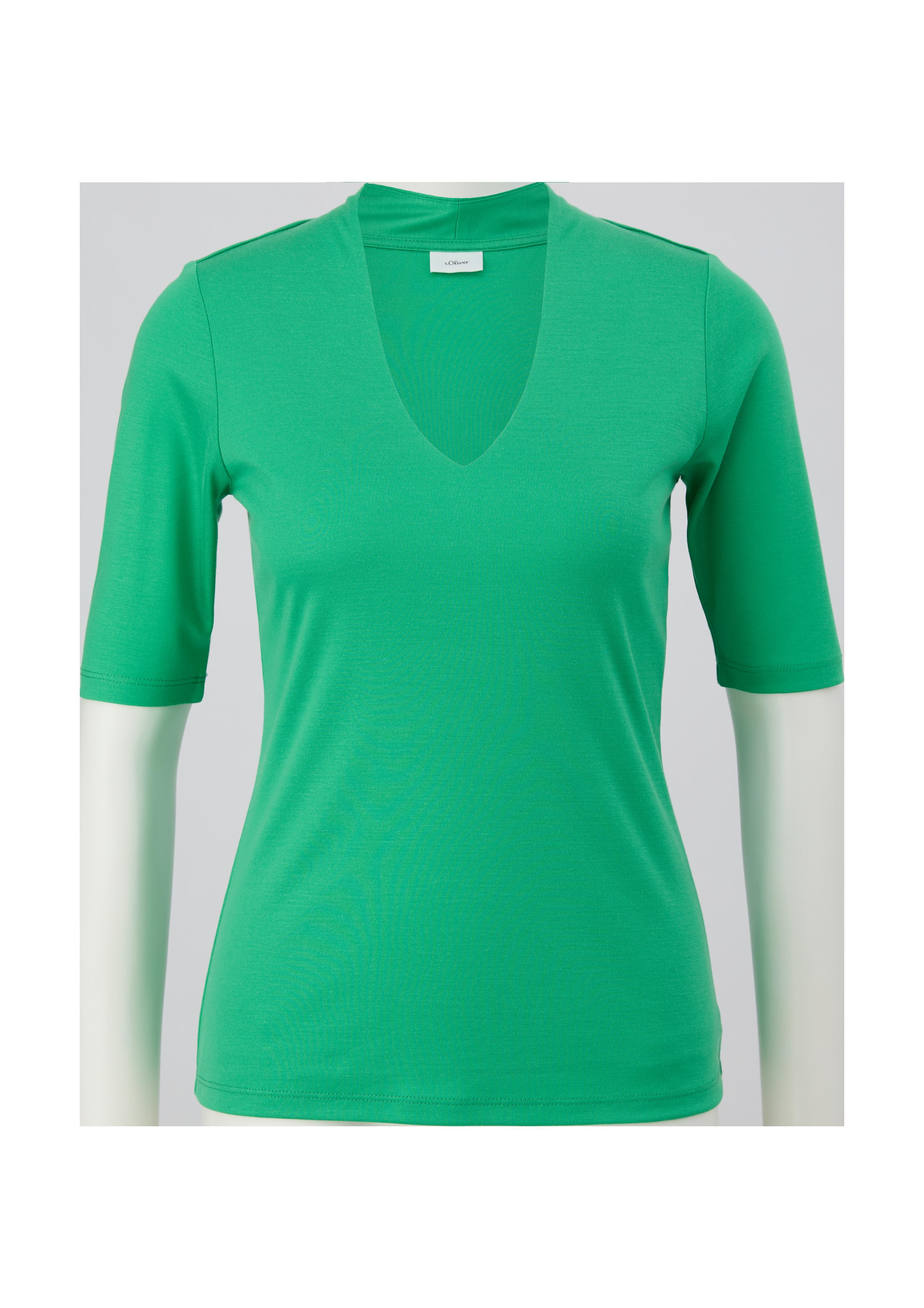 Lyocell-Shirt mit V-Ausschnitt  2132579-7588