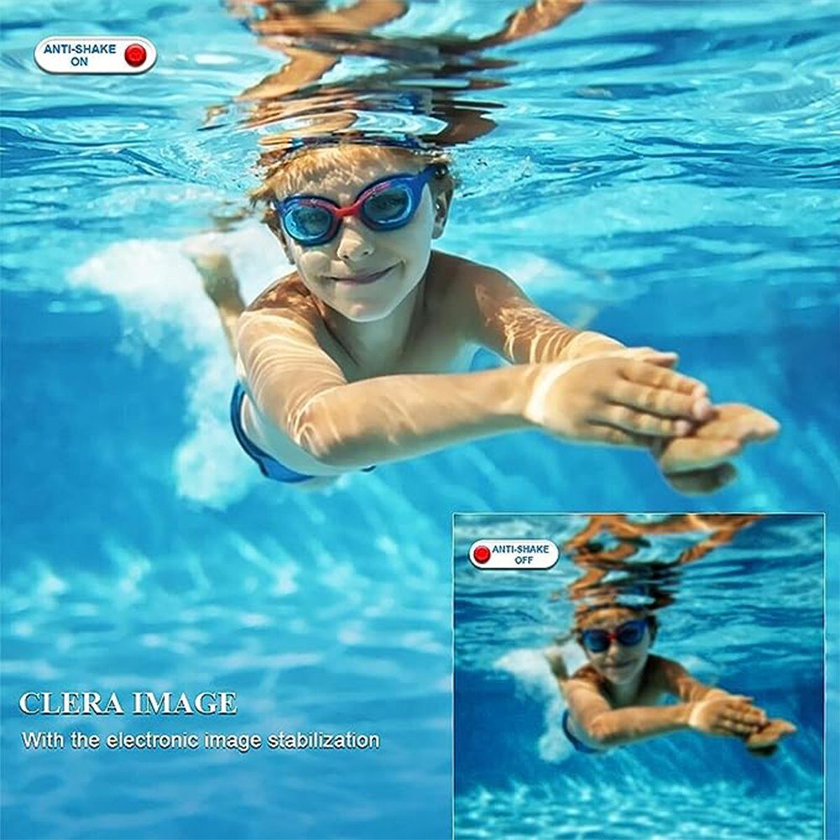 autolock Digitalkamera Fotokamera 2.7K Full HD 48MP 16X Digitalzoom Kompaktkamera (Wiederaufladbare Unterwasserkamera mit Karte für Schnorcheln)