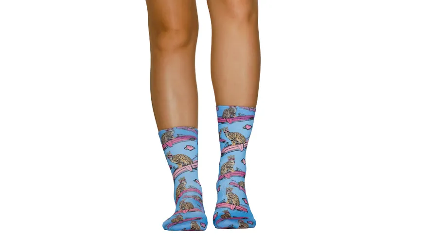 wigglesteps Damen Socken PINK CAR Light Blue