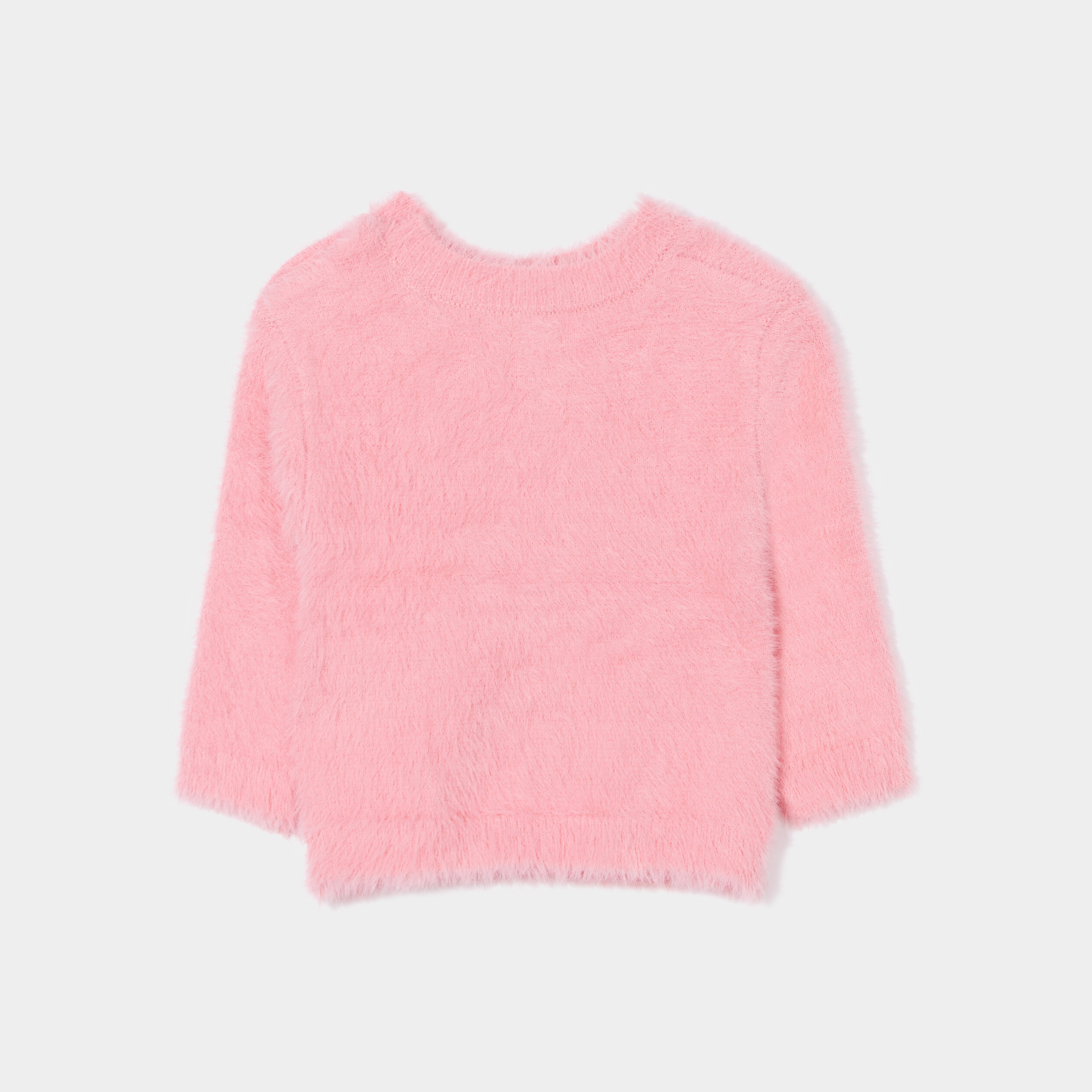 Pull droit mailles duveteuses Kimbaloo rose bébé fille | La Halle