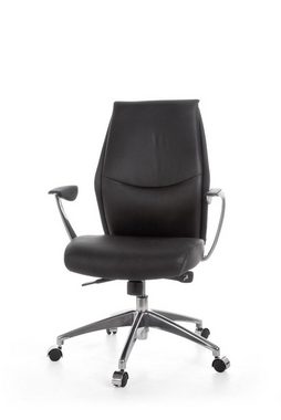 Amstyle Chefsessel SPM1.142 (Echtleder Schwarz, Bürostuhl XXL 120 kg Modern), Schreibtischstuhl Drehbar, Drehstuhl mit Armlehne