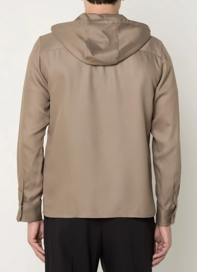 Giacca-camicia Sandro in misto lyocell con cappuccio e zip
