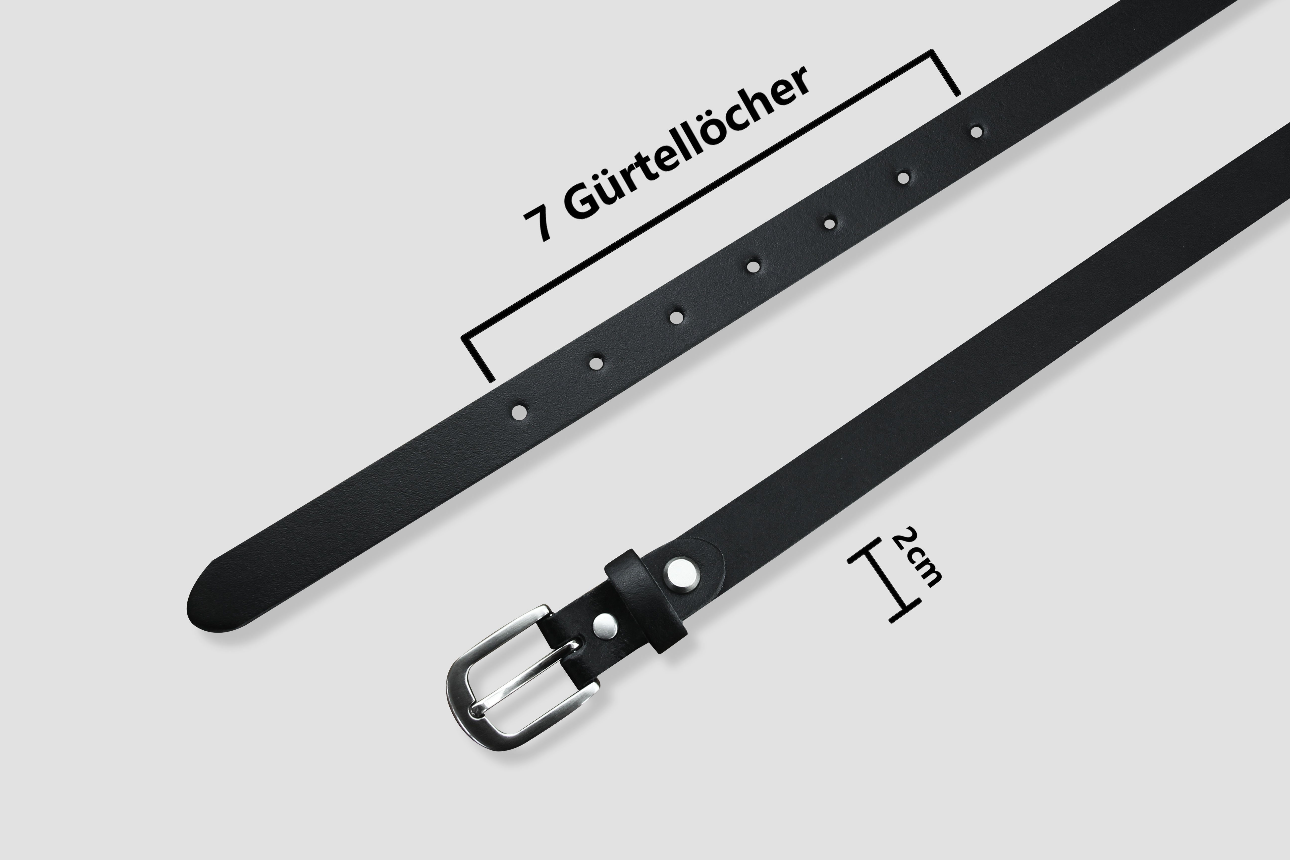 Frentree Ledergürtel Damen, MADE IN GERMANY, 2 cm schmaler Echtleder Gürtel, für Kleid und Anzughose, 100% Leder