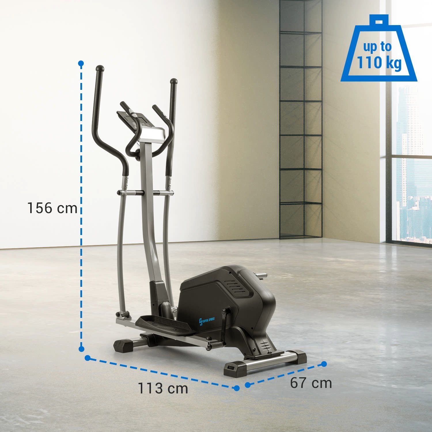 Capital Sports Heimtrainer Helix Comfort (Tablet-Halterung ; Kinomap App;Trainingscomputer mit LCD-Display; USB)