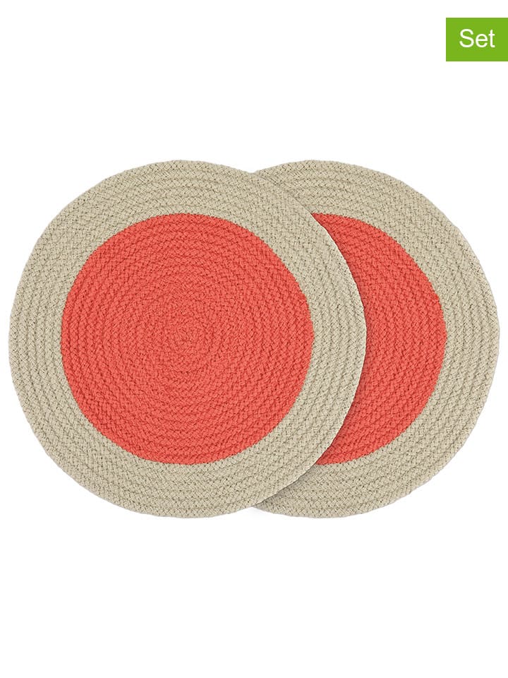 Remember 2er-Set: Tischset in Rot/ Beige - Ø 38 cm günstig kaufen onesize