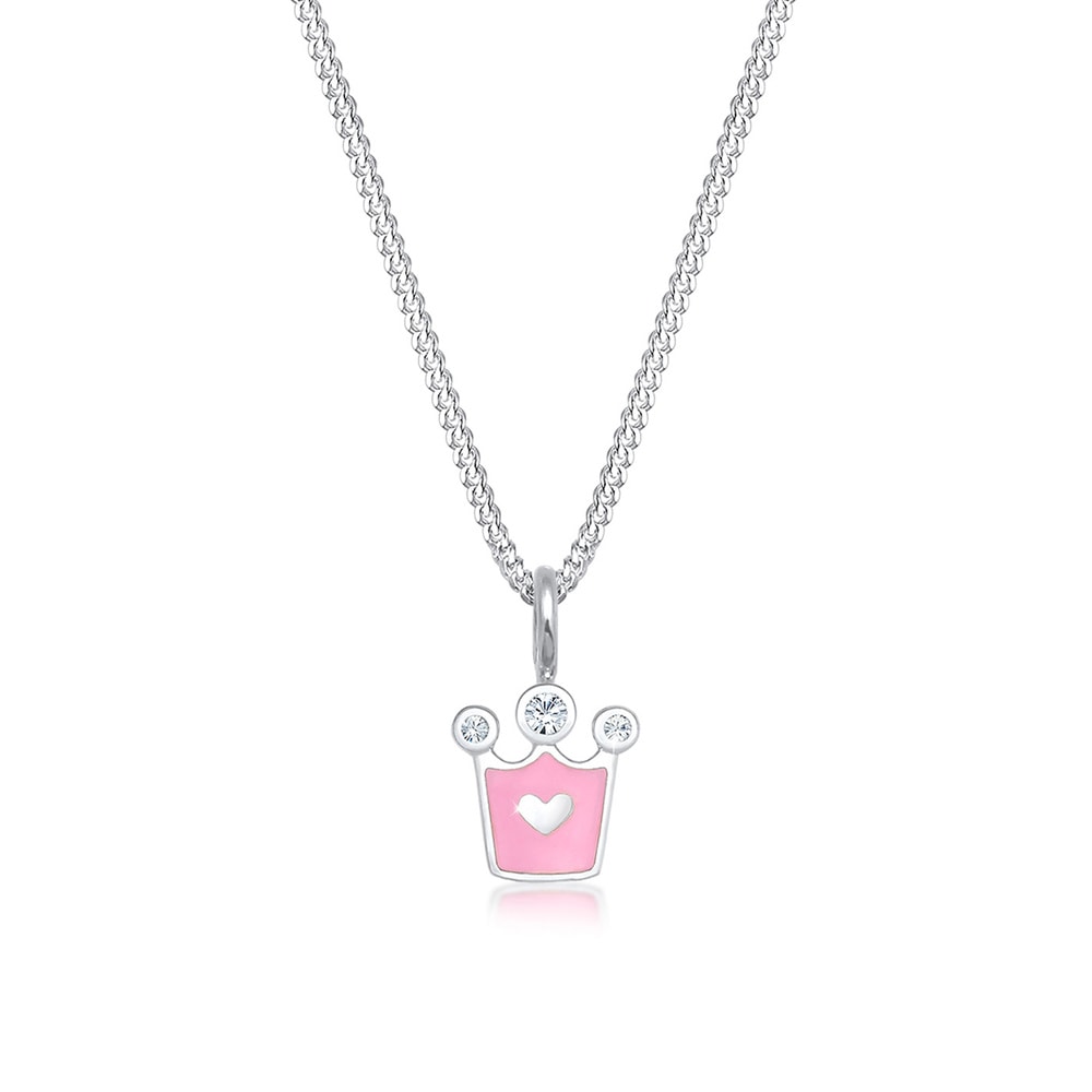 Elli Elli Collier Femme  Couronne Coeur de Cristal - (925/1000) Argent collier