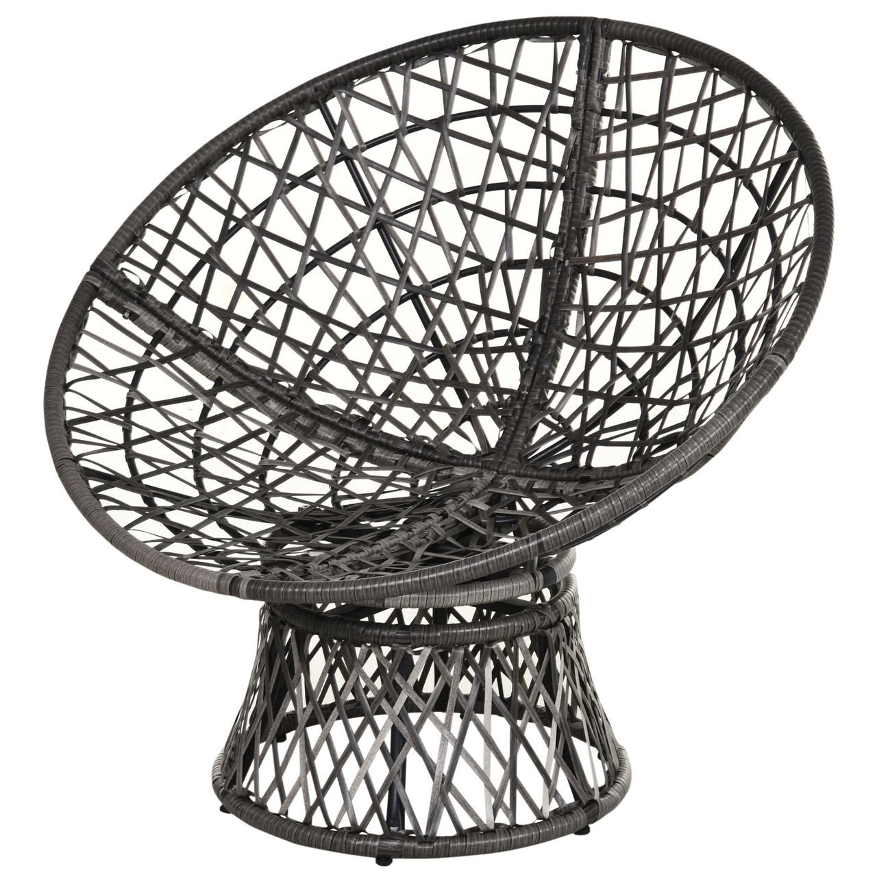 Outsunny Papasansessel Korbsessel Sessel mit Polster 360 Grad Rattan Grau