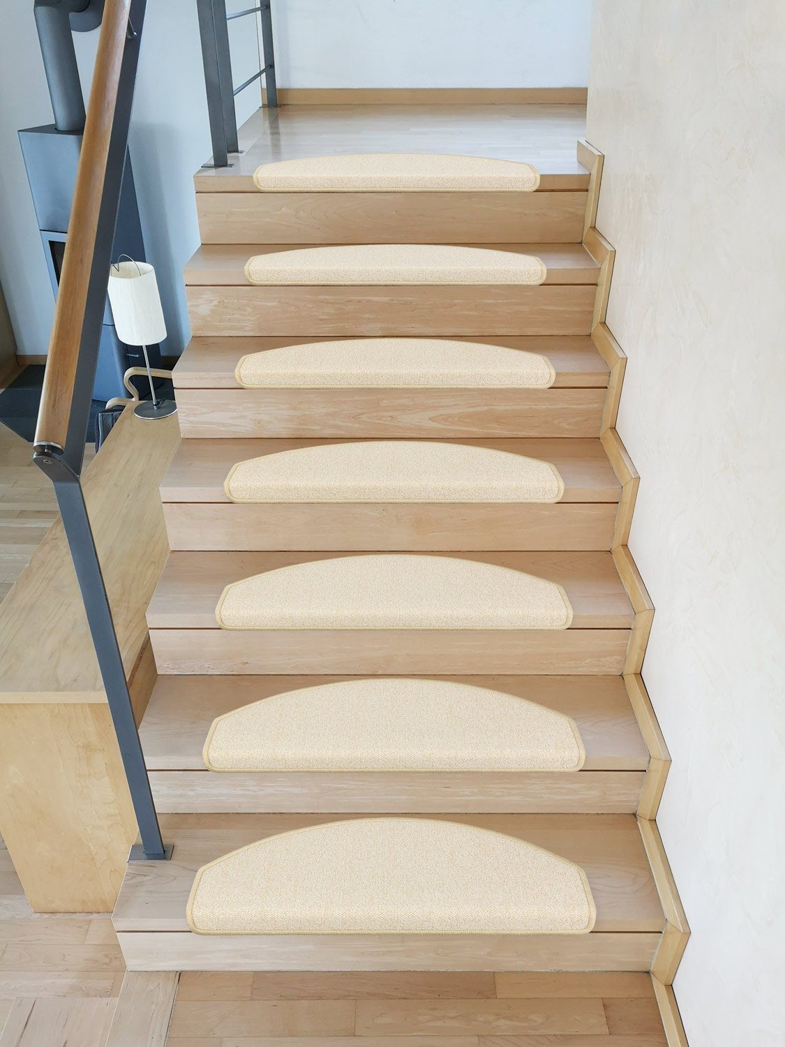 Stufenmatte Stufenmatten Vorwerk Durango Halbrund Hellbeige 15 Stück, Metzker®, halbrund, Höhe: 8 mm, 15 Stück im Set - Hellbeige