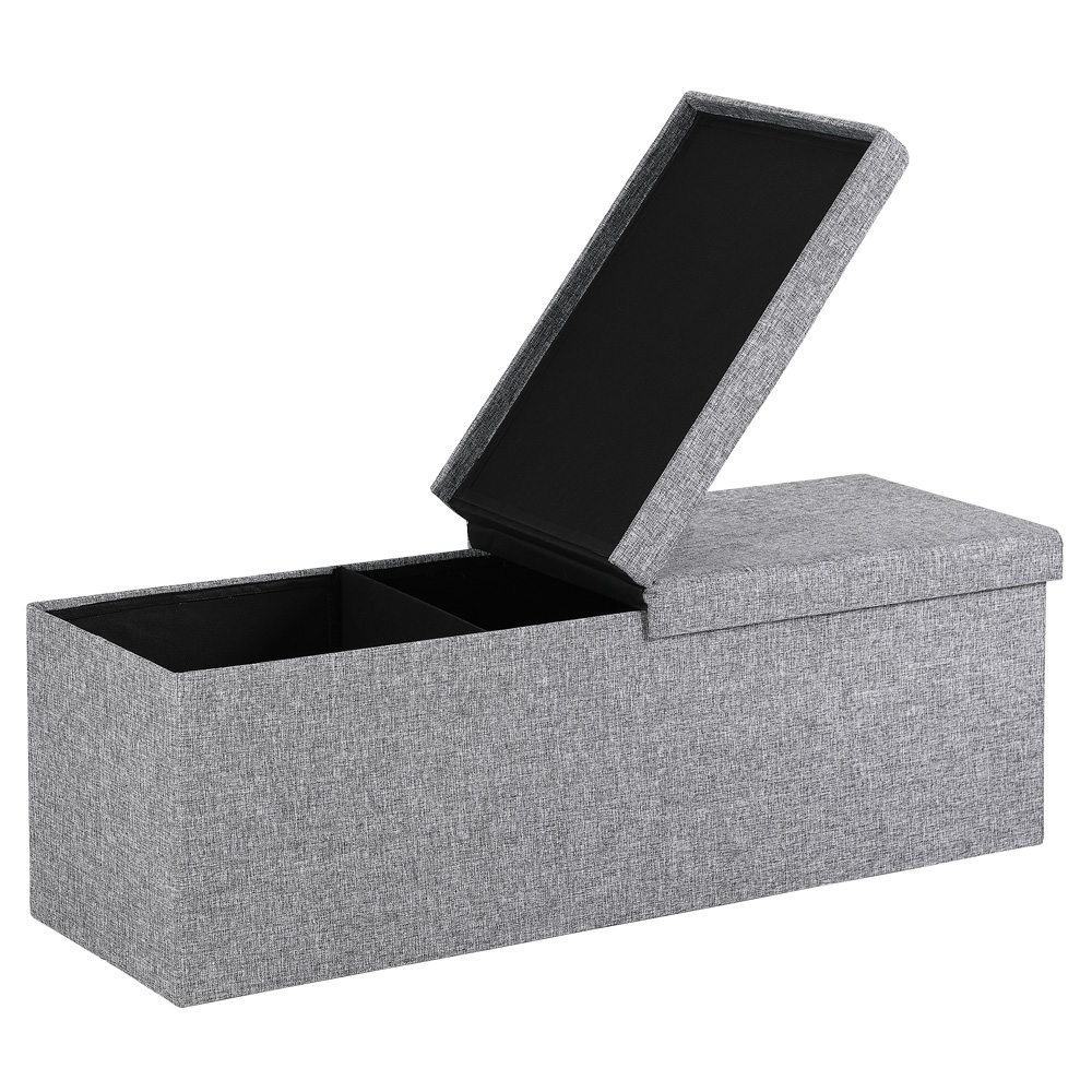 Casaria Sitzbank Hellgrau 115x38x38cm mit Klappdeckel