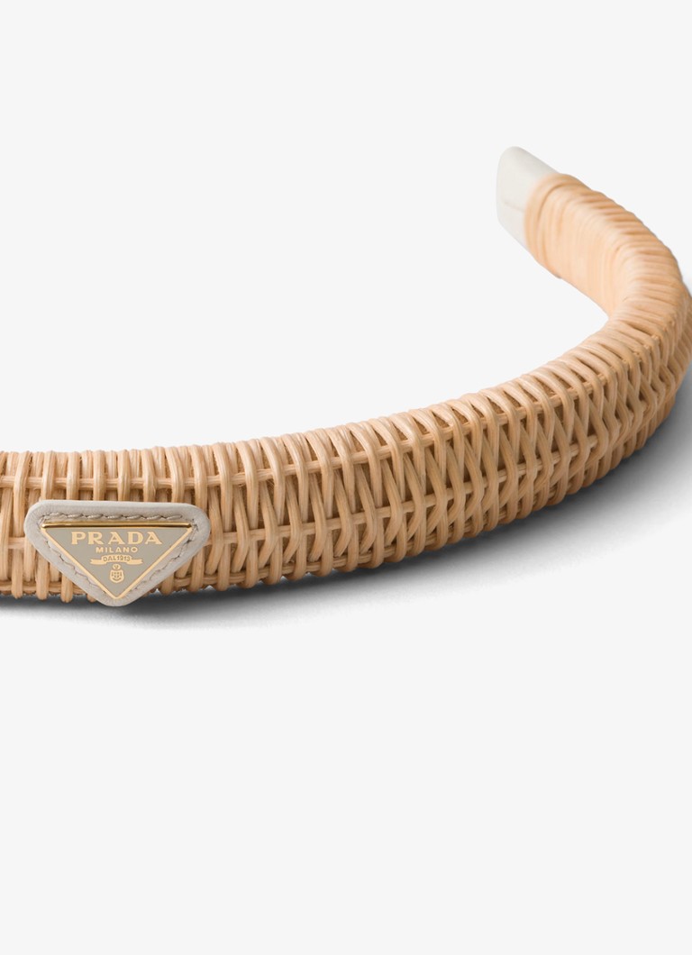 Opaska słomkowa Prada z logo