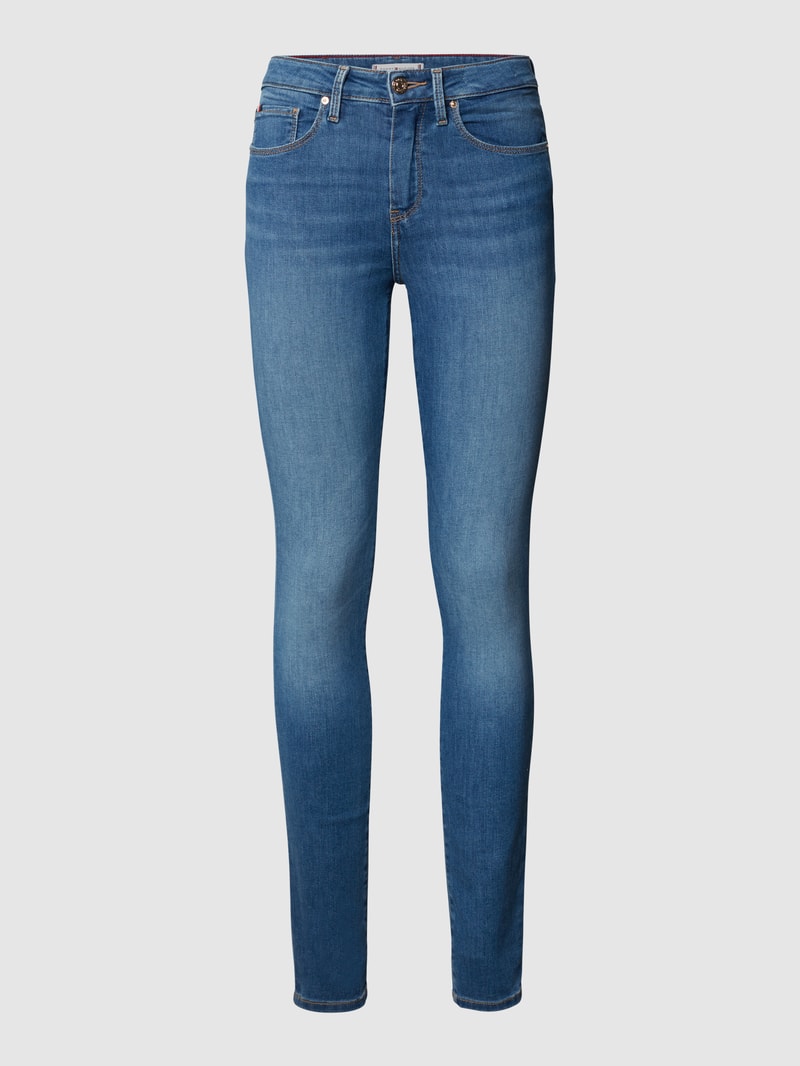 Skinny Fit Jeans mit Stretch-Anteil Modell 'Como' in blau