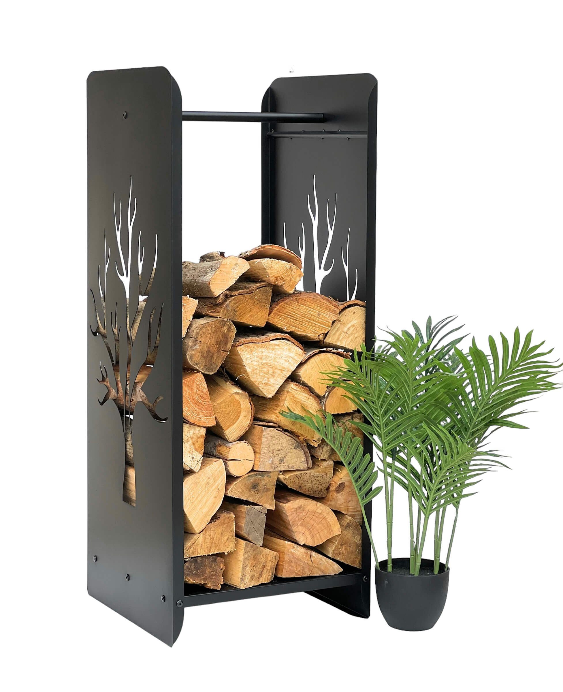 DanDiBo Kaminholzregal Kaminholzregal Innen Metall Schwarz 100 cm Kaminholzständer 96428