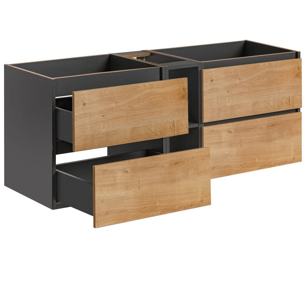 Lomadox Badmöbel-Set MODENA-56, Hamilton Eiche Nb. 140/59,5/46 cm