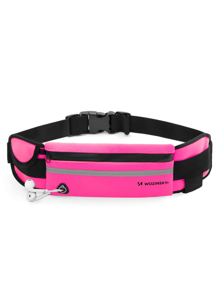 Wozinsky Neopren Laufgürtel Bauchtasche mit Reflektor, zwei Taschen Rosa in Rosa günstig kaufen onesize