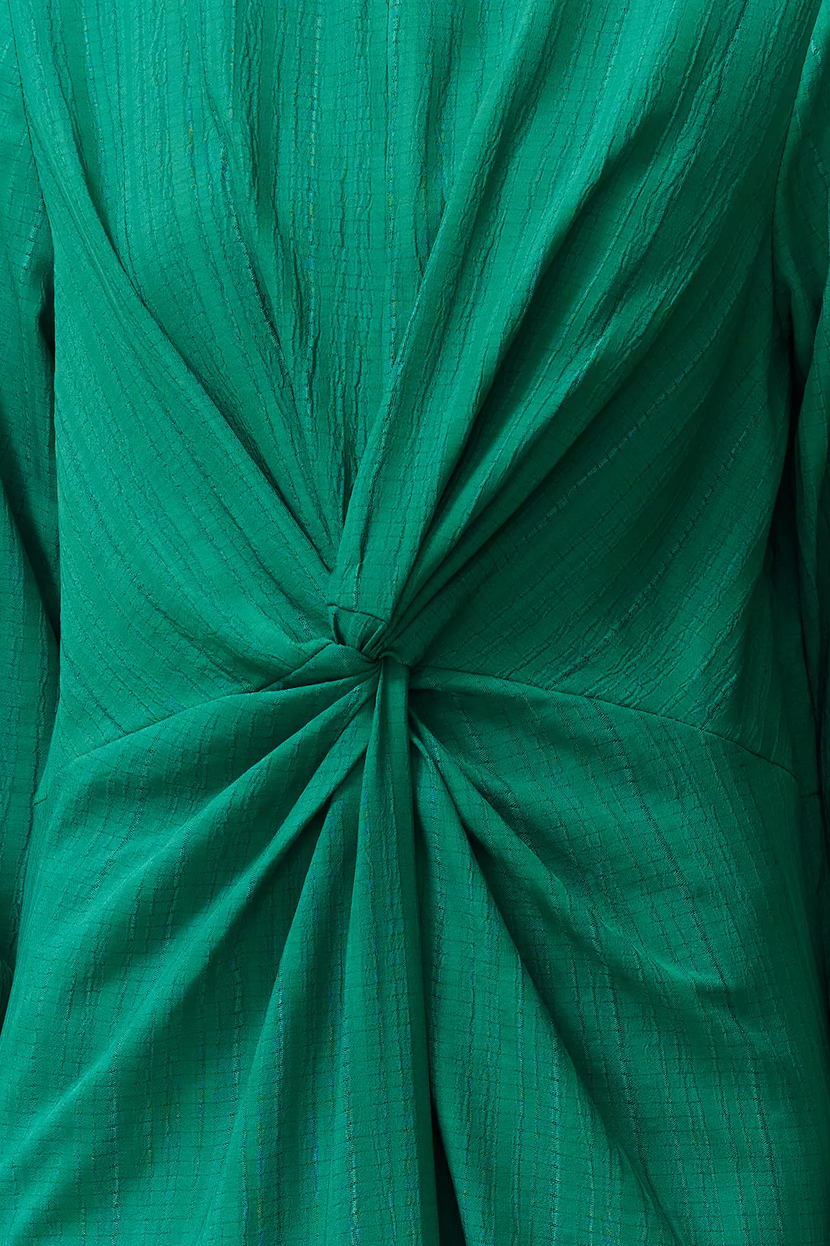 Trendyol Modest  Smaragdgrünes, detailliertes Webkleid mit Knoten vorne und Reißverschluss TCTSS23EB00137