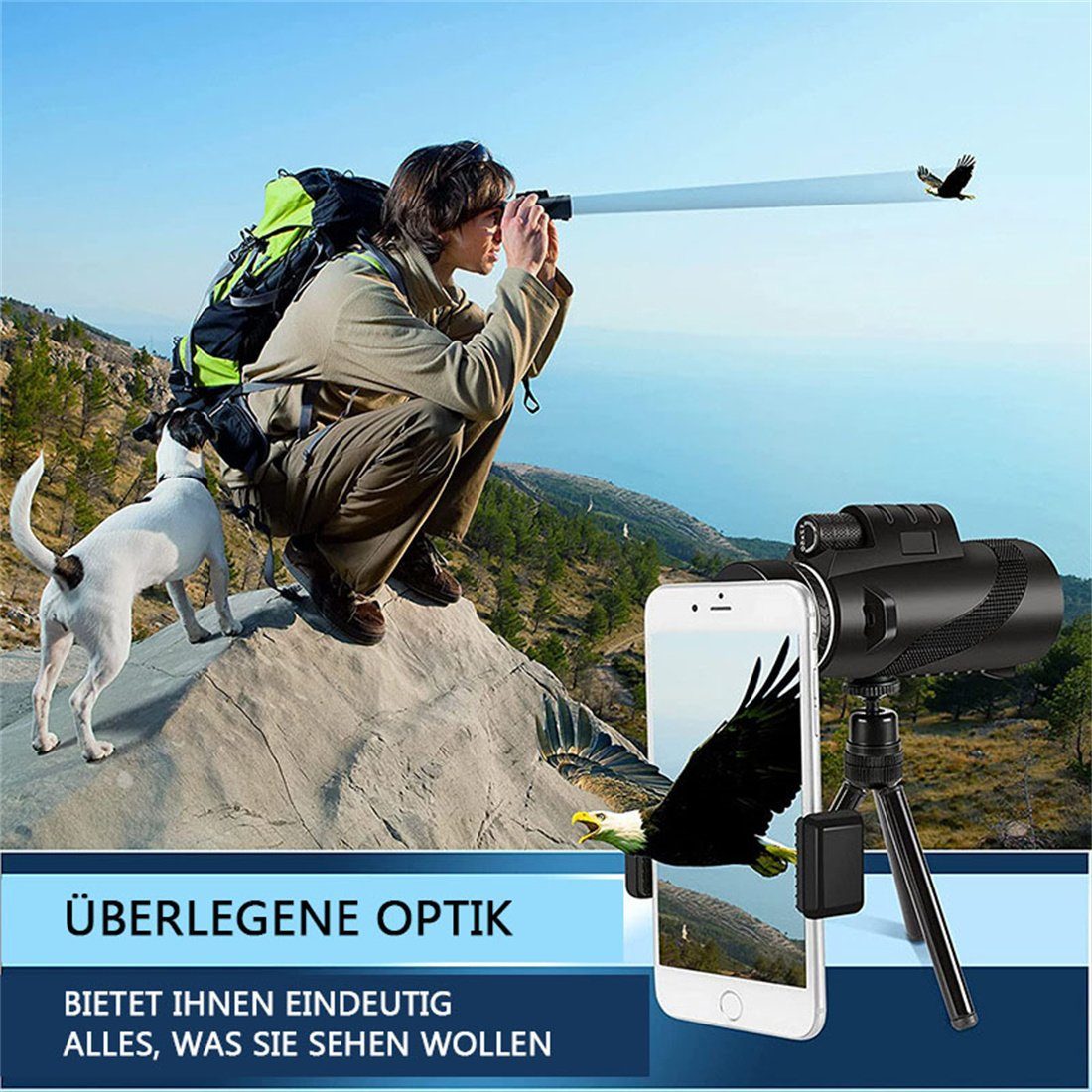 CFYDW Teleskop 80X100 Monokulare für Erwachsene, Lupenbrille für Vogelbeobachtung