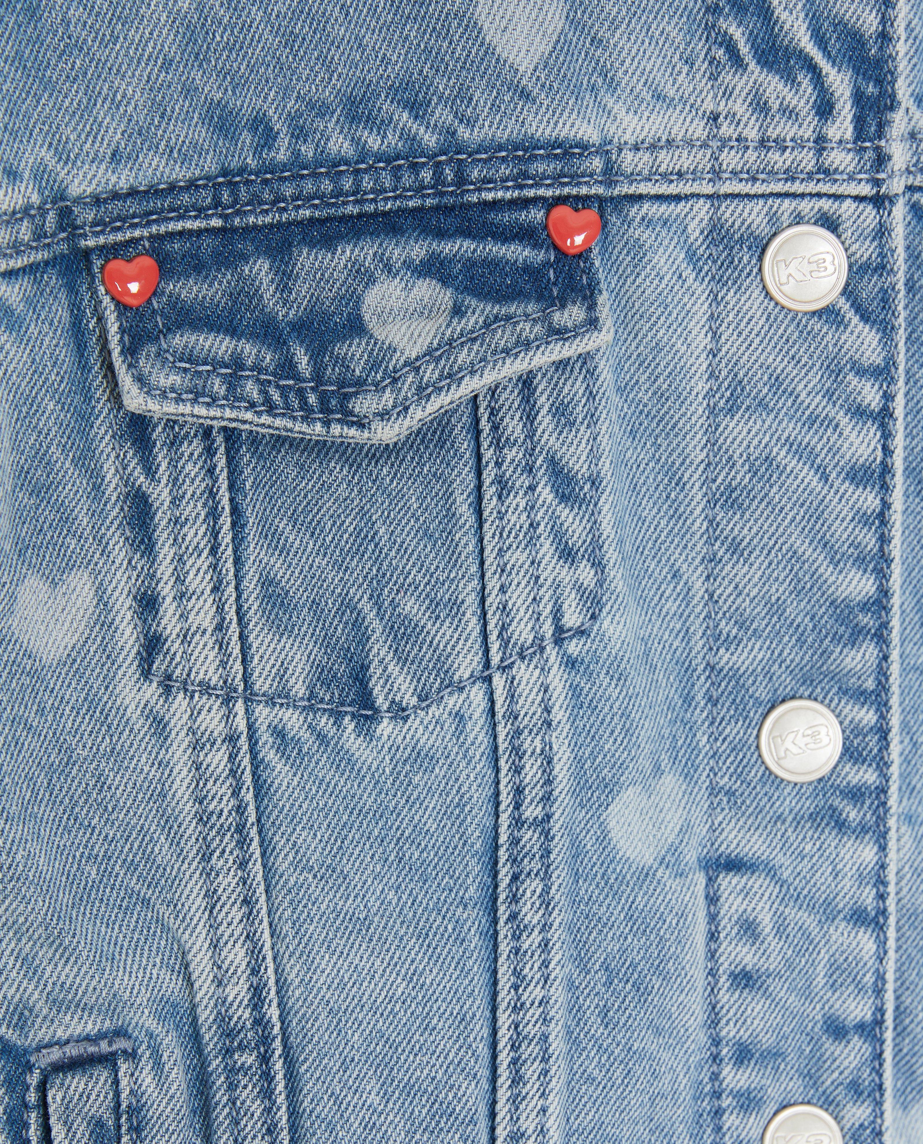 Cardigan din denim K3 cu inimioare K3 Cei trei purceluși albaștri