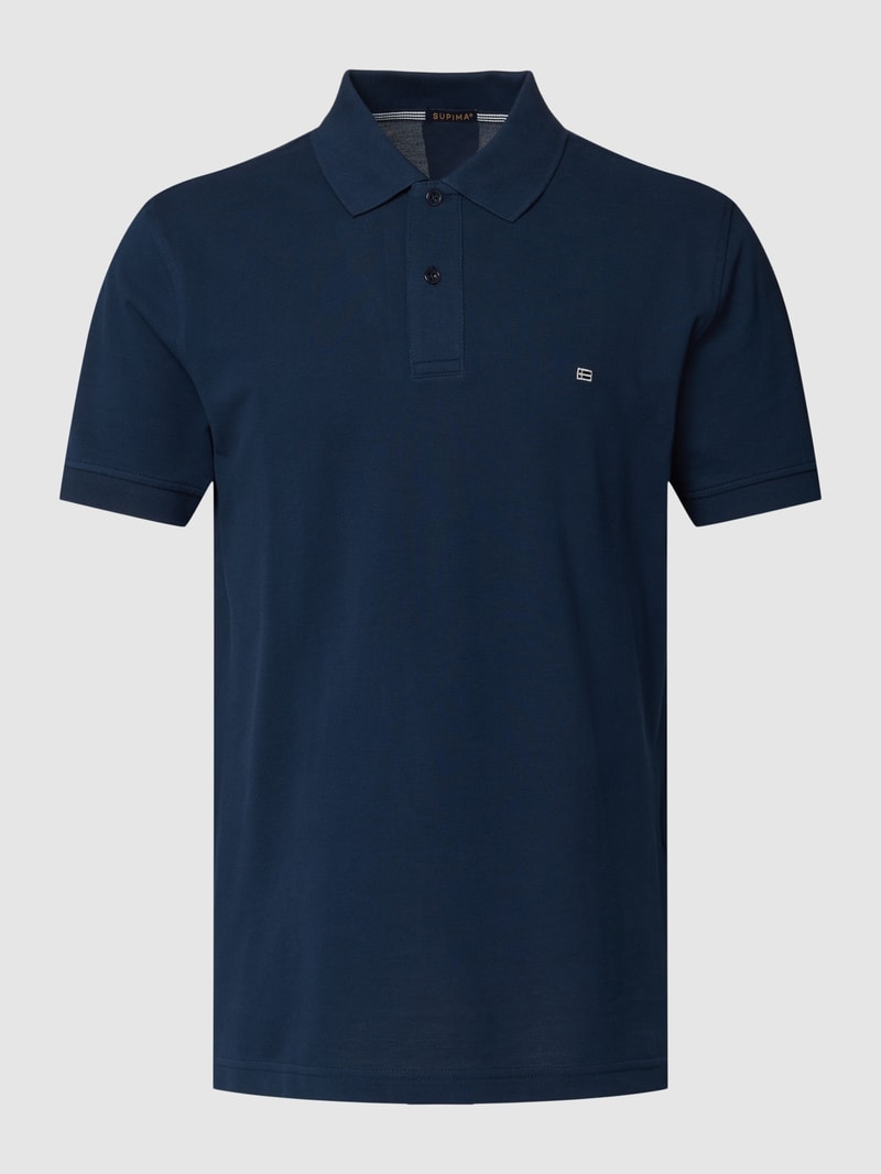 Poloshirt mit Label-Stitching in dunkelblau