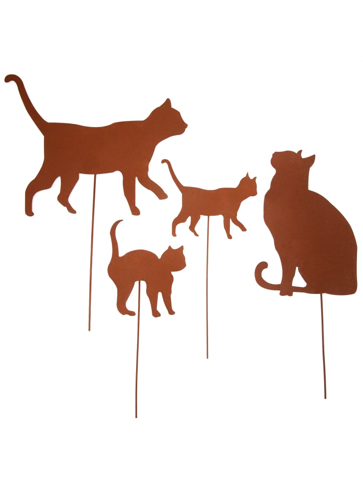 UNUS 4er Set Gartenstecker Rost Katzen in Braun günstig kaufen onesize