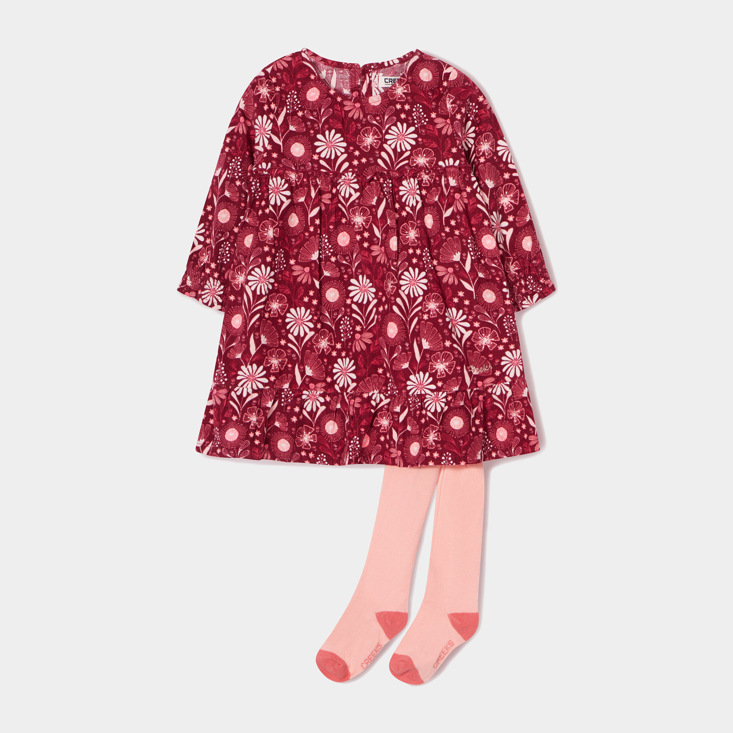 Ensemble robe et collants Creeks bordeaux bébé fille | La Halle