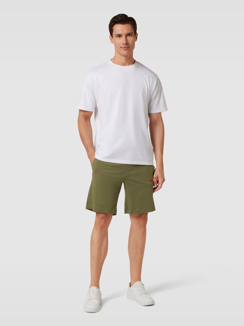 Sweatshorts mit Label-Print in olivgrün
