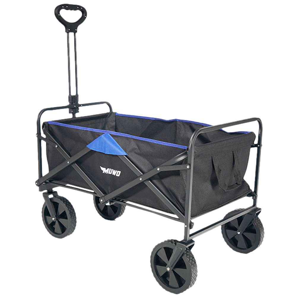 MUWO faltbarer Bollerwagen 100 L, max. 110 kg blau/schwarz