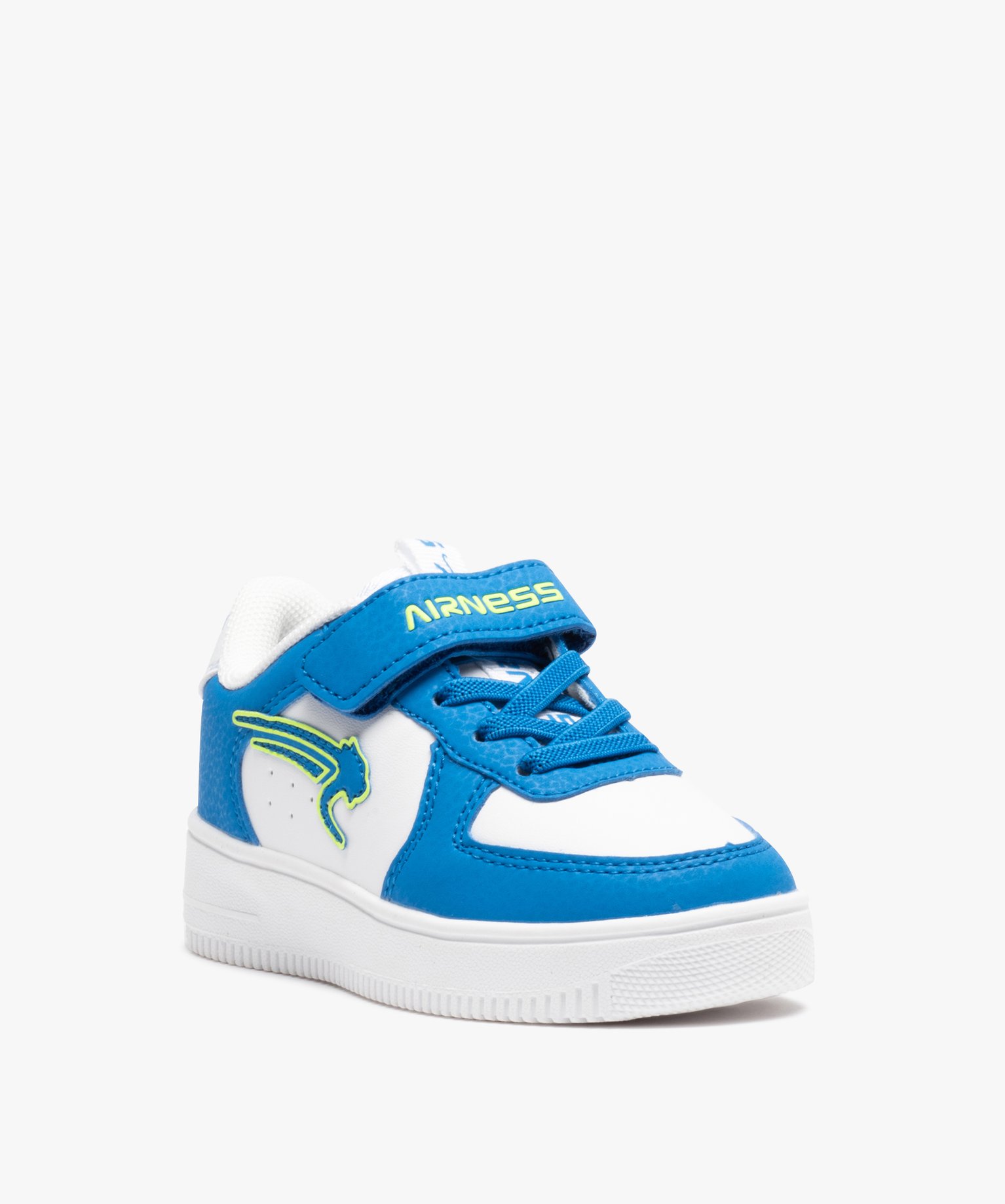 Baskets Garçon bicolores à lacets et scratch – Airness Arwo blanc | GEMO