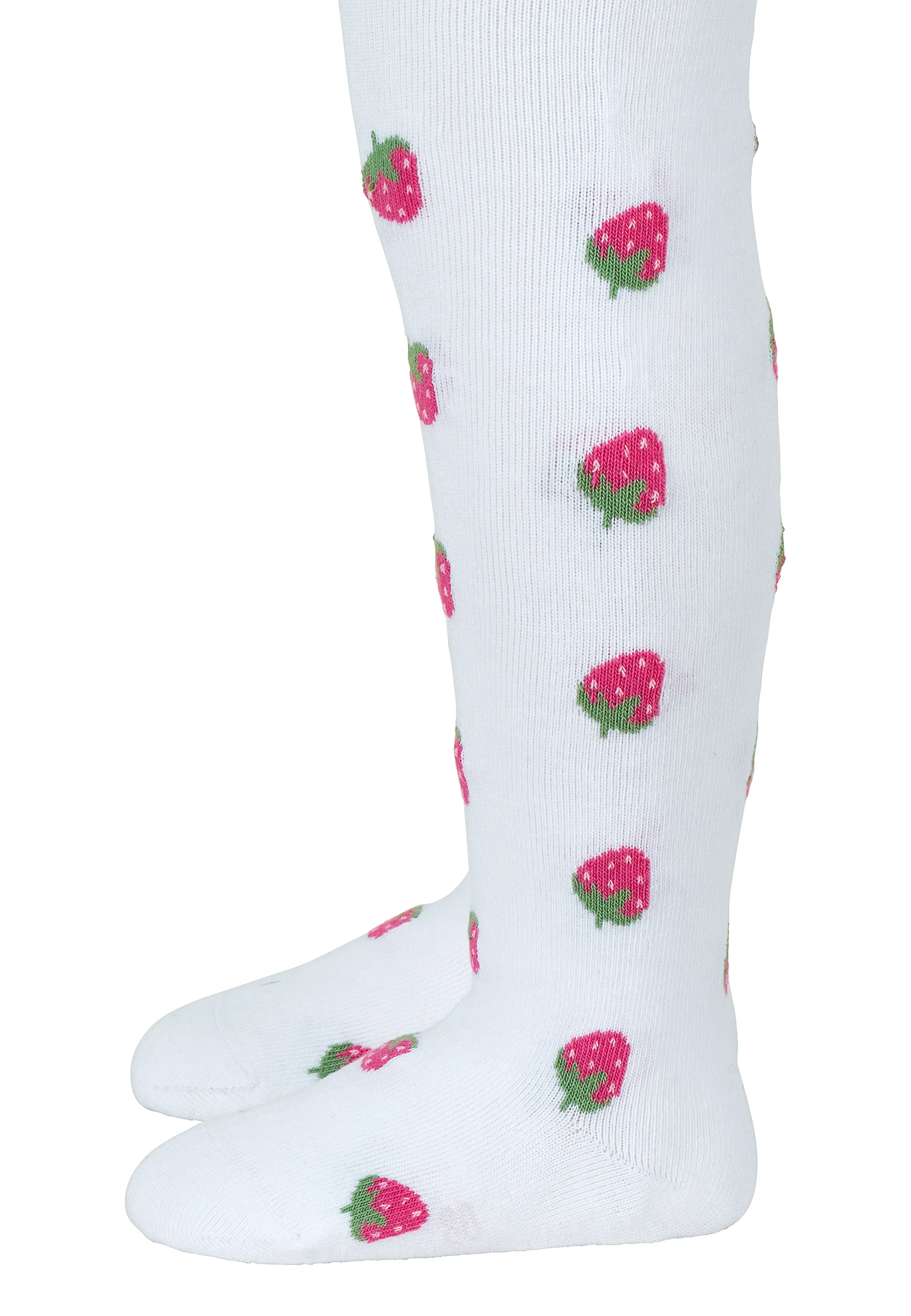 Strumpfhose Sommer mit Motiv Erdbeeren in weiß