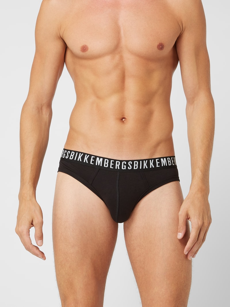 Slip mit Stretch-Anteil im 2er-Pack in schwarz