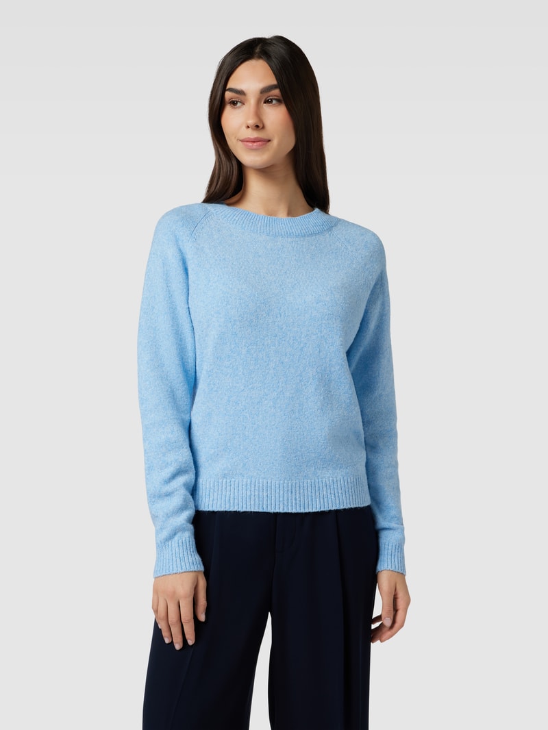Strickpullover mit Rundhalsausschnitt Modell 'DOFFY' in hellblau
