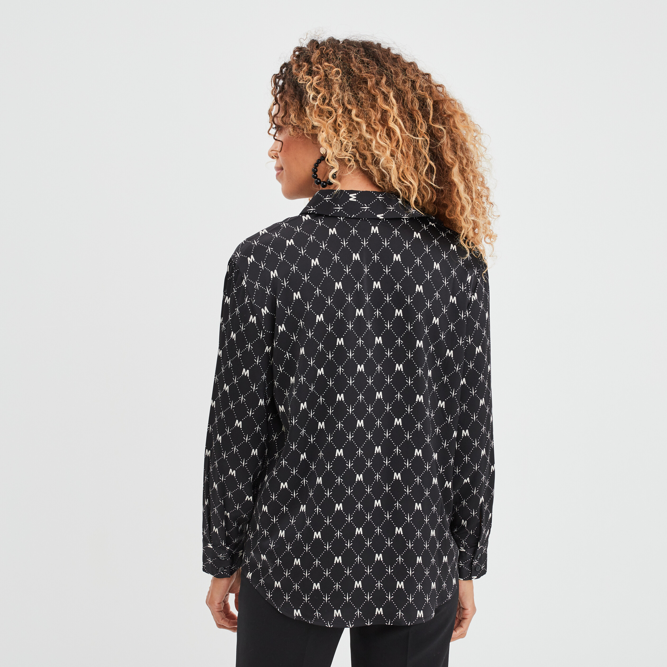 Chemise satin manches longues Mosquitos noir femme | La Halle
