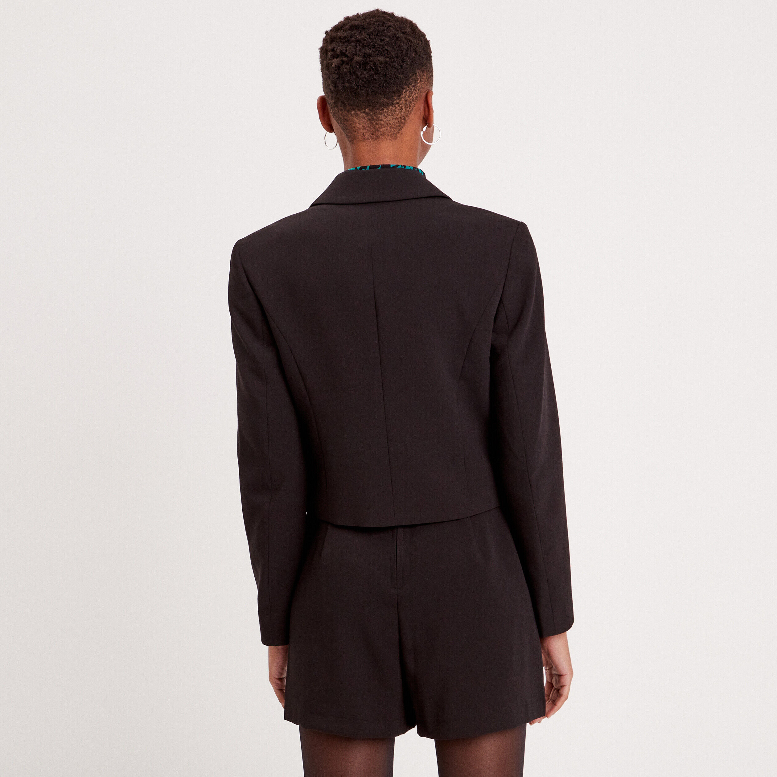 Veste blazer courte droite noir femme | Cache Cache