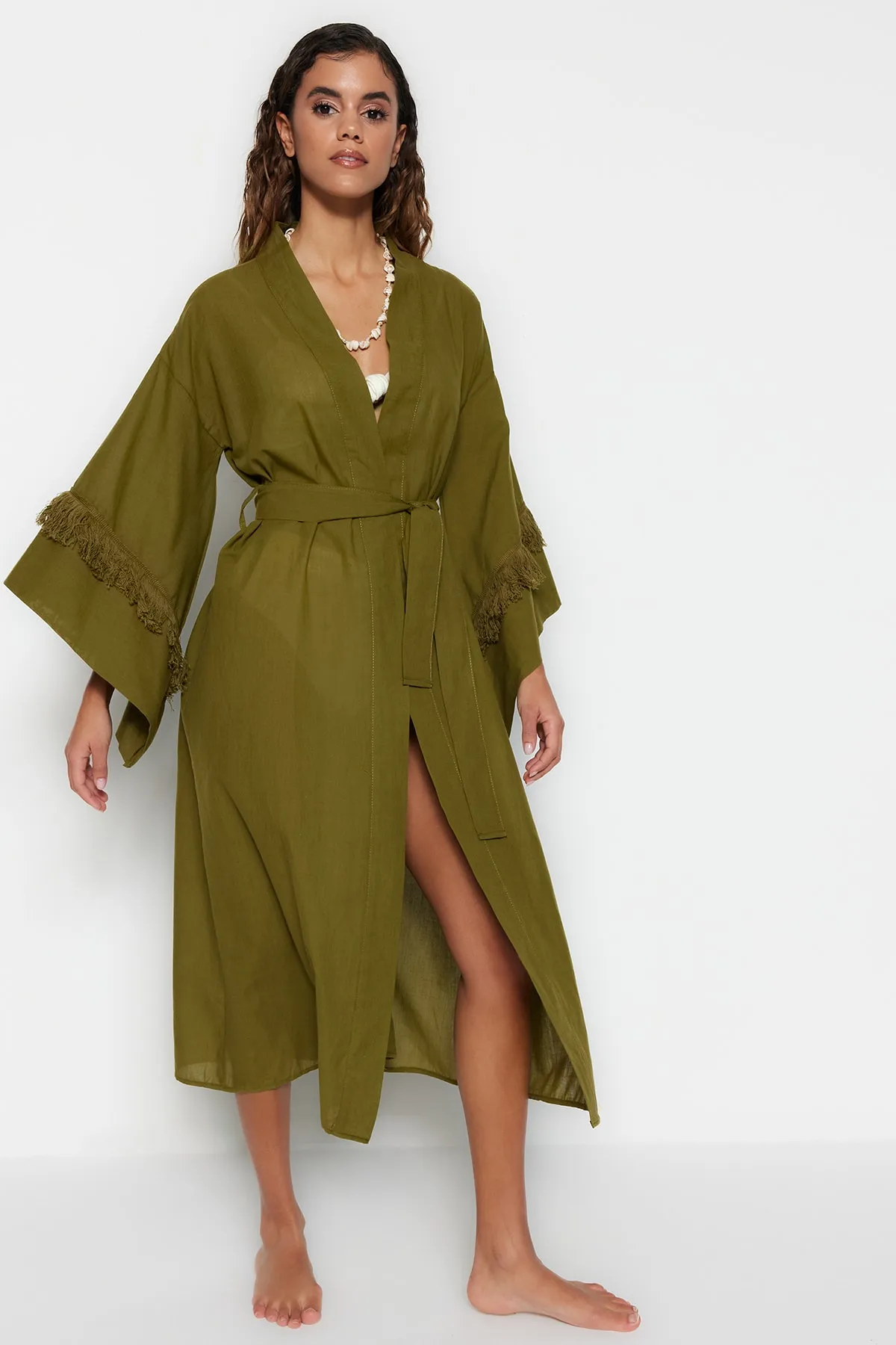 Trendyol Collection  Kimono & Kaftan - Khaki - Regular Fit