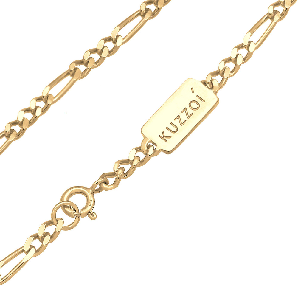 KUZZOI KUZZOI Collier Chaîne de Figaro Basic Trend Massif Oxidée Collier Homme - (925/10 collier