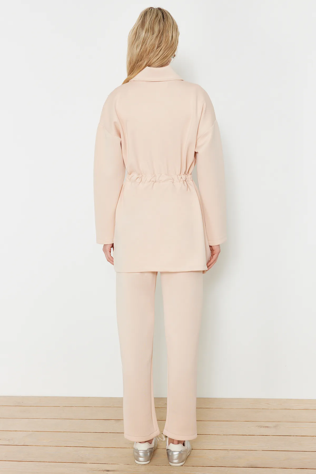 Trendyol Modest  Stone Diver/Scuba Tie Detailliertes Strickoberteil und -unterteil-Set TCTAW24EN00017
