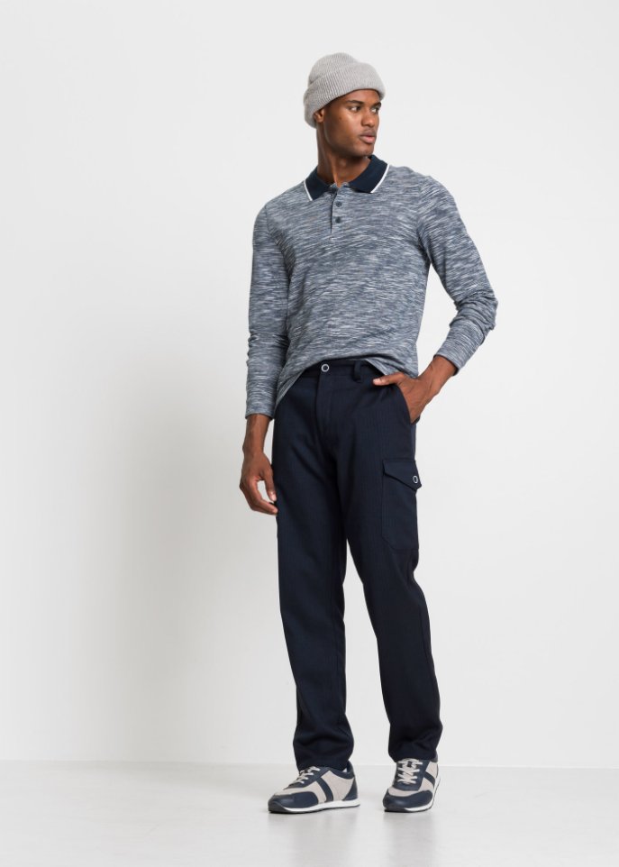 Langarmshirt mit Polokragen