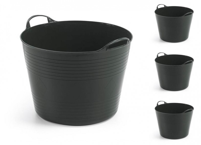 Kreher Set: 4 x Kreher Flexibler Mehrzweckkorb 42 Liter (Schwarz)