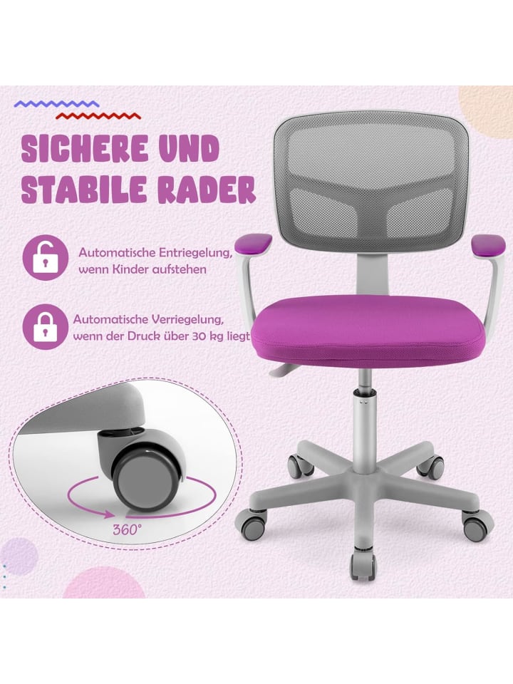 COSTWAY Schreibtischstuhl 3-10 Jahren Drehbar in Flieder günstig kaufen onesize