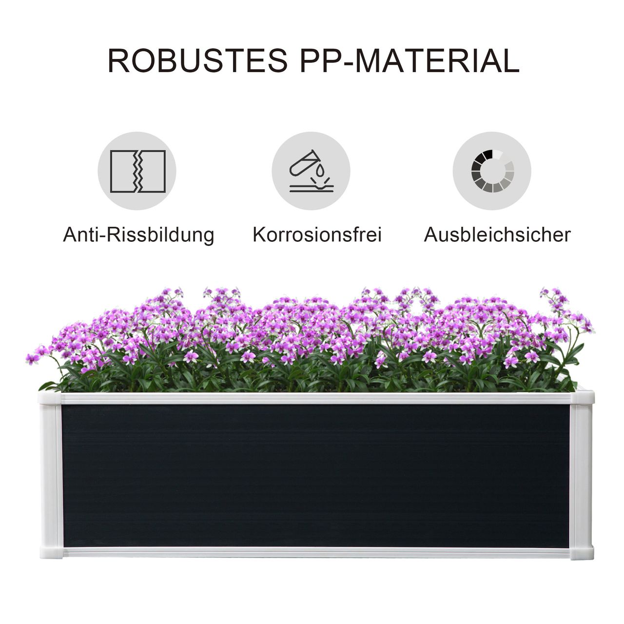 Outsunny Pflanzkasten Hochbeet mit Drainagefunktion für Gemüse, Kräuter Grau