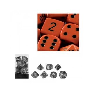 Orange-Black 7-Würfel Set (undurchsichtig)