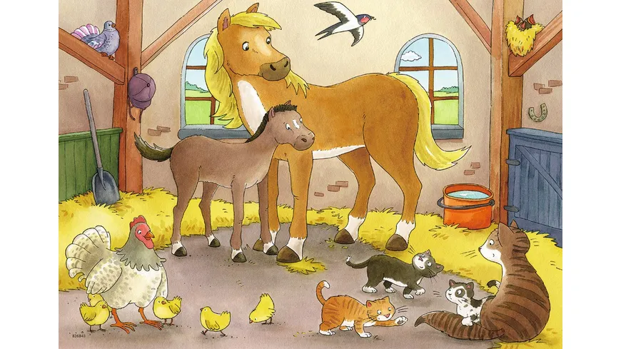 Ravensburger Puzzle - Glückliche Tierfamilien, 2 x 12 Teile