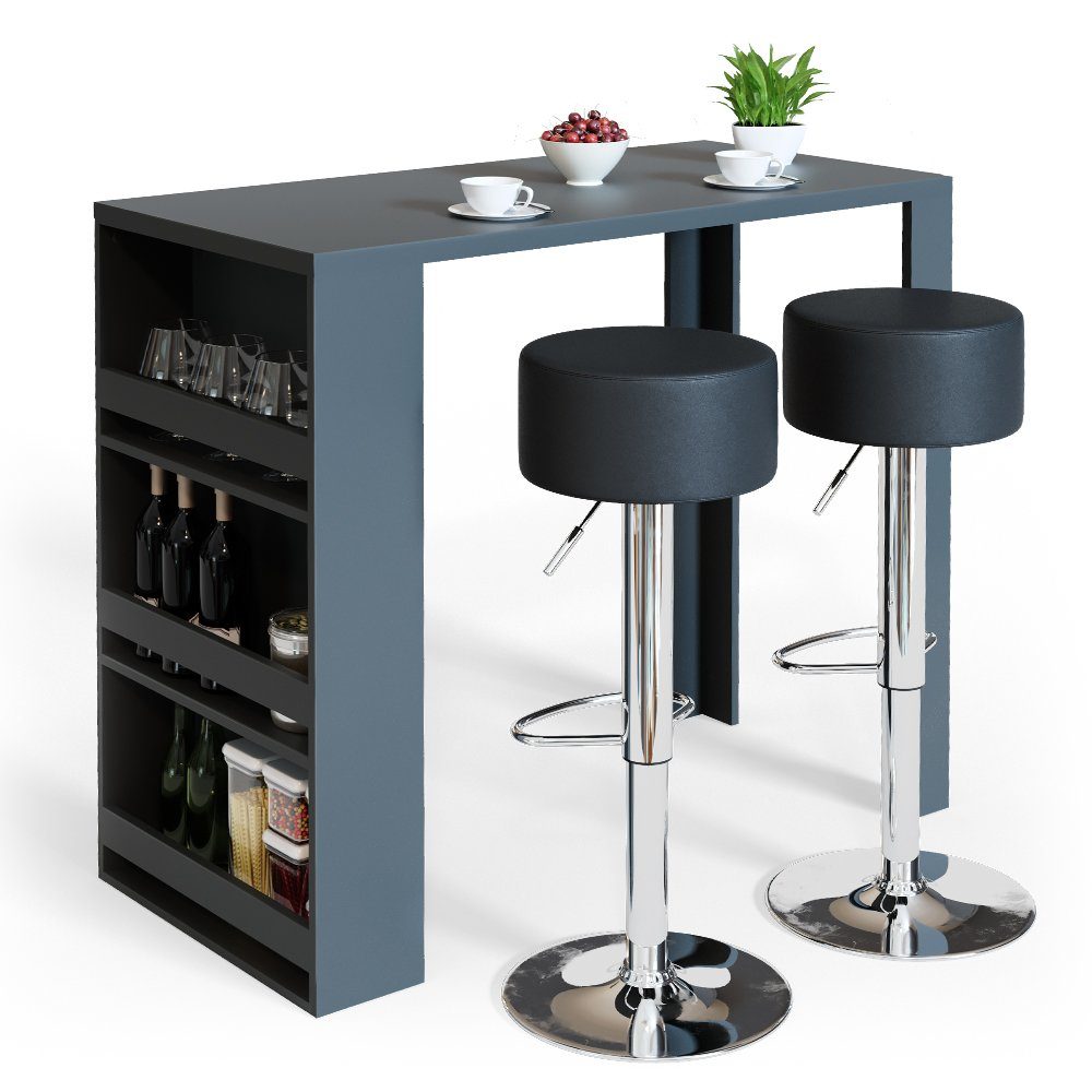 Vicco Bartisch Bartresen Stehtisch Bistrotisch Anthrazit inkl. Hocker