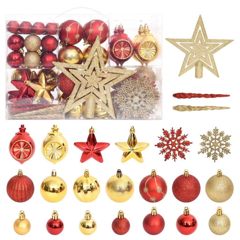 vidaXL Christbaumschmuck 108-tlg. Weihnachtskugel-Set Golden und Rot (1-tlg)