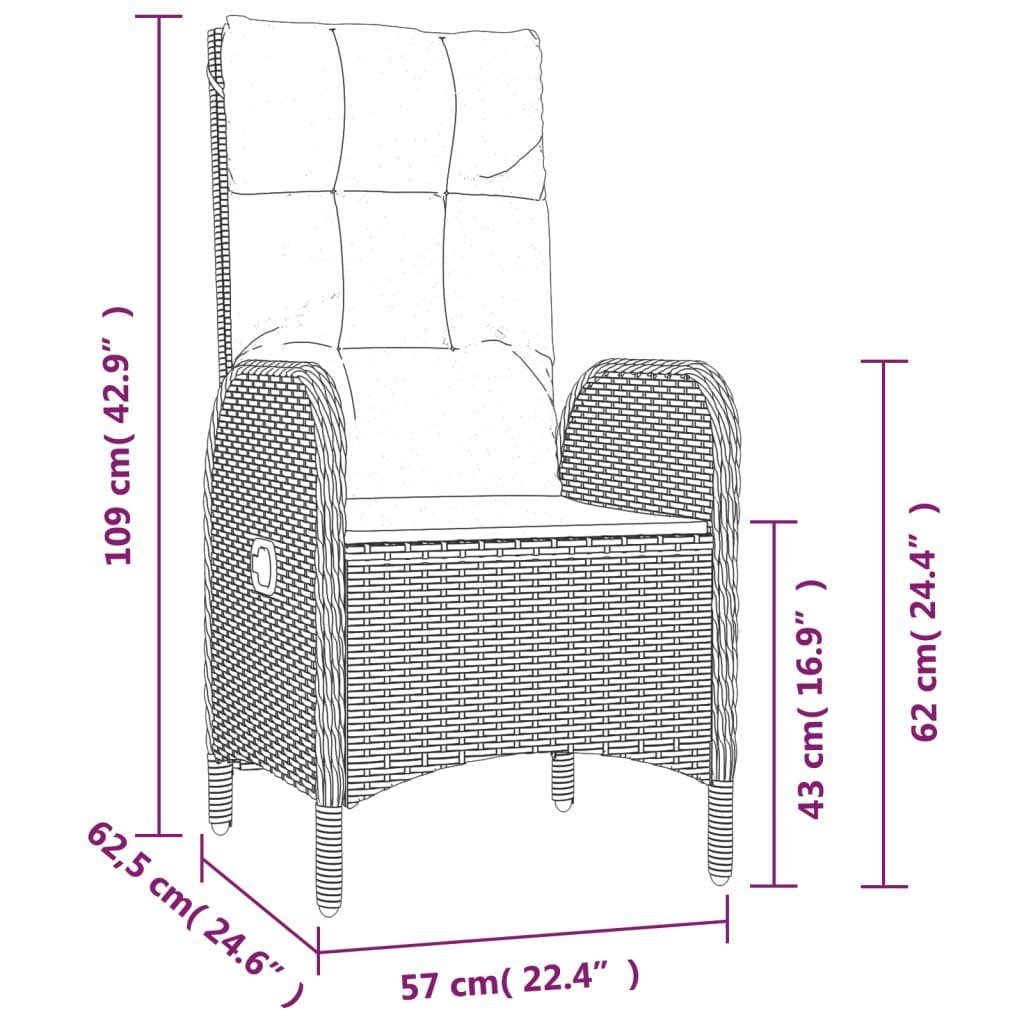 vidaXL Garten-Essgruppe 5-tlg. Garten-Essgruppe mit Kissen Schwarz Poly Rattan, (1-tlg)