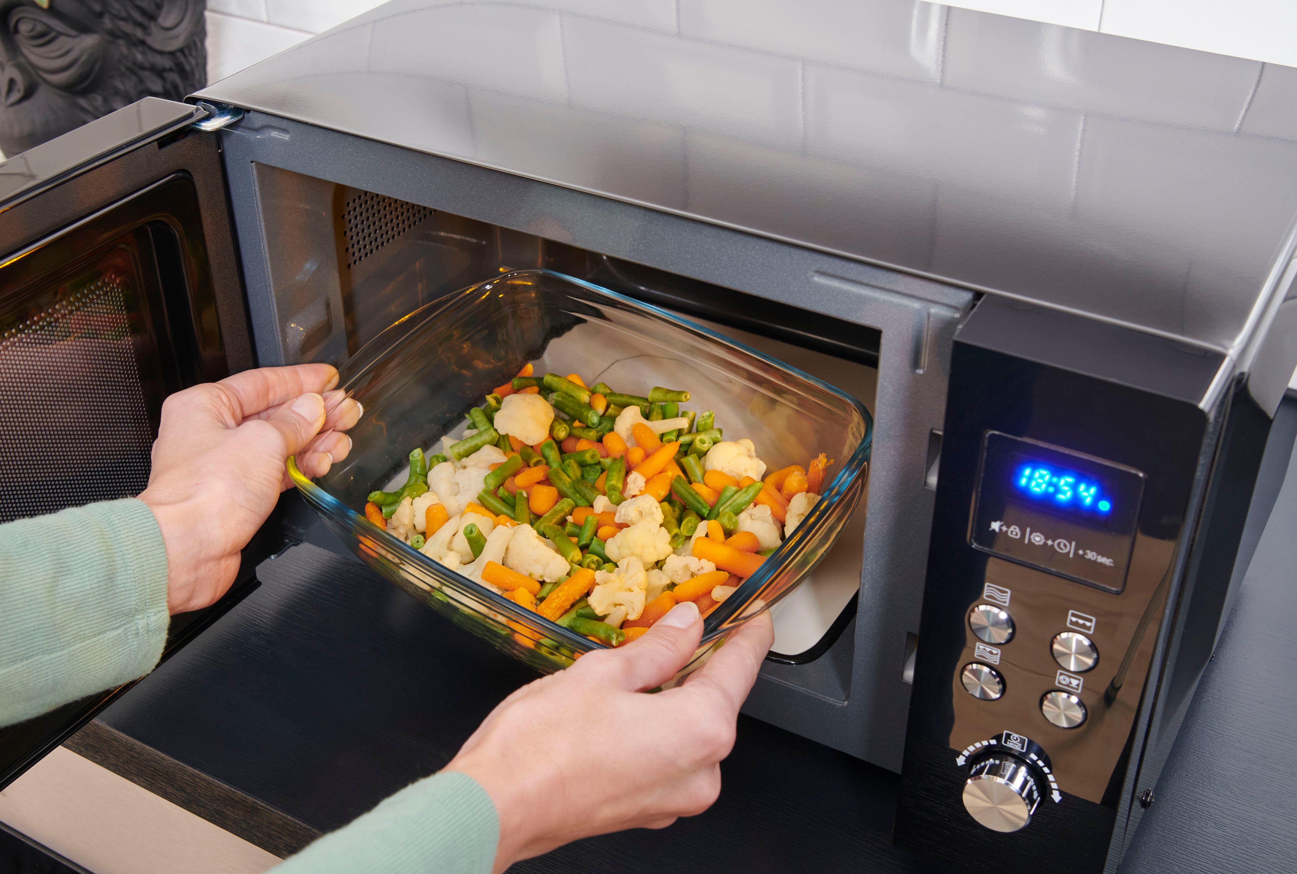 Severin Mikrowelle MW 7763, Grill, Mikrowelle, 25 l, 2-in-1 Mikrowelle mit Glasboden und Grill