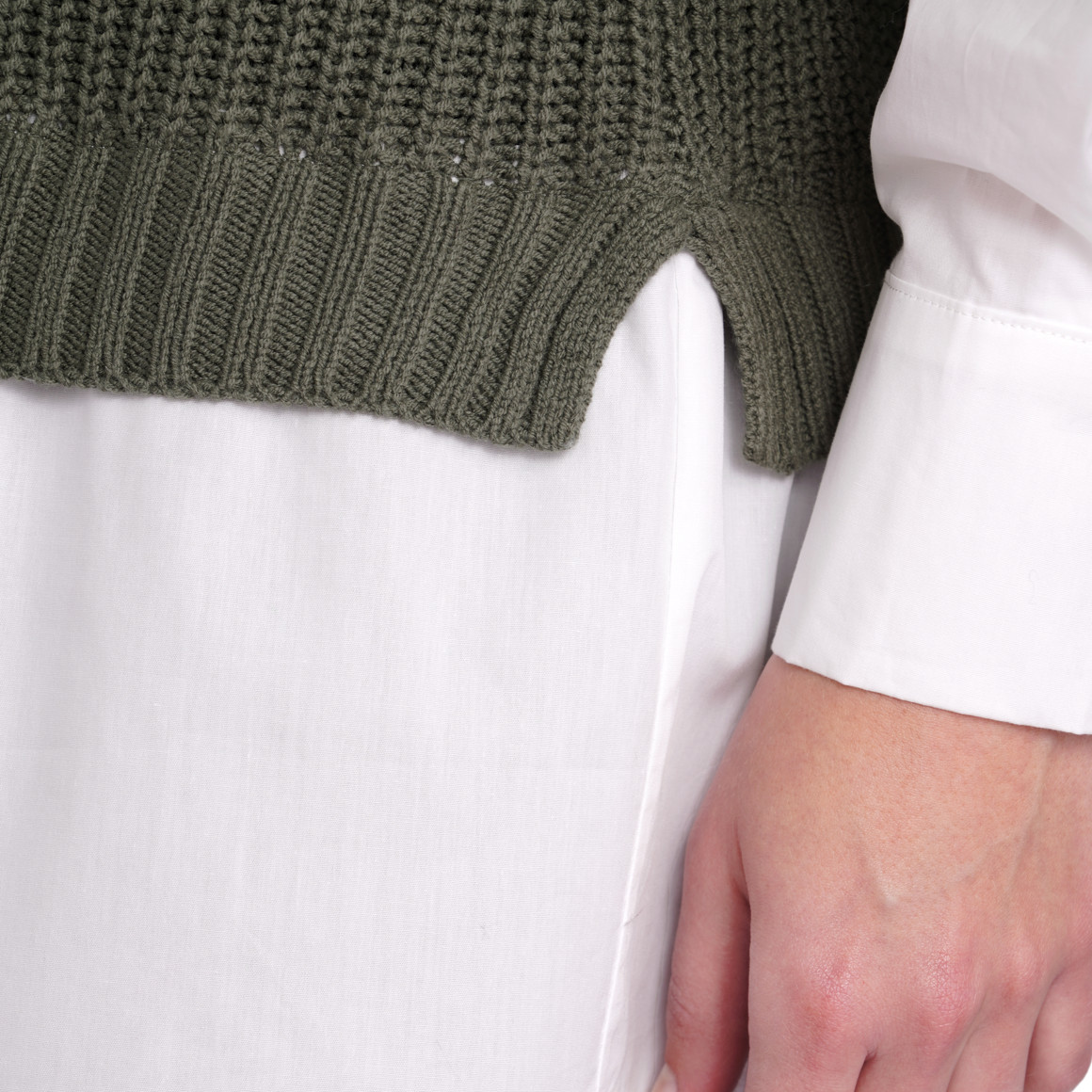 Damen Strickpullunder mit Bluseneinsatz